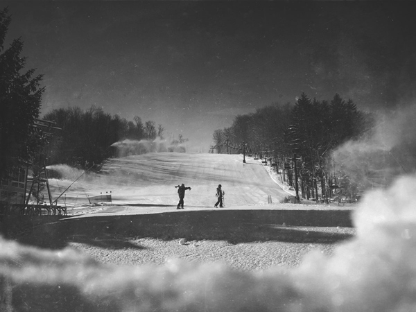 black and white photography ski
